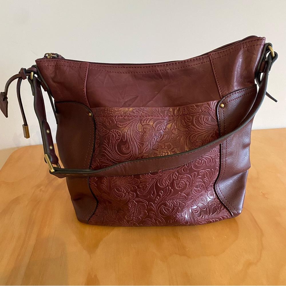 Giani Bernini Burgundy Embossed Leather Bag